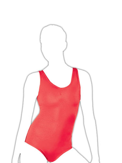 Red Girls Plain Sleeveless Leotard