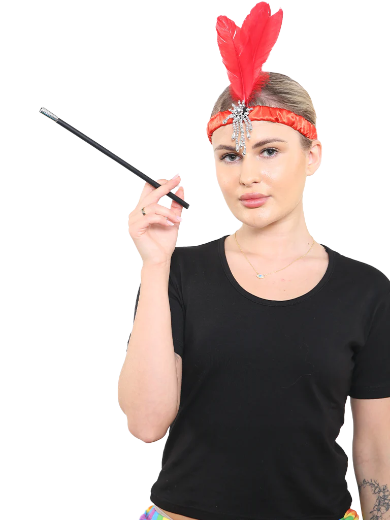 The Fancy Dress Ladies Red Feather Flapper Headband