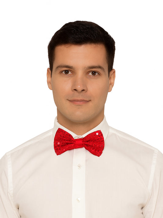 Red Men's Sequin Wedding Festive Party Accessories Bow Tie