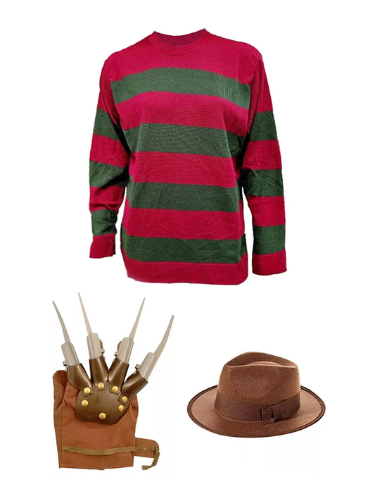 3-Piece Men's Red and Green Knitted Jumper Set