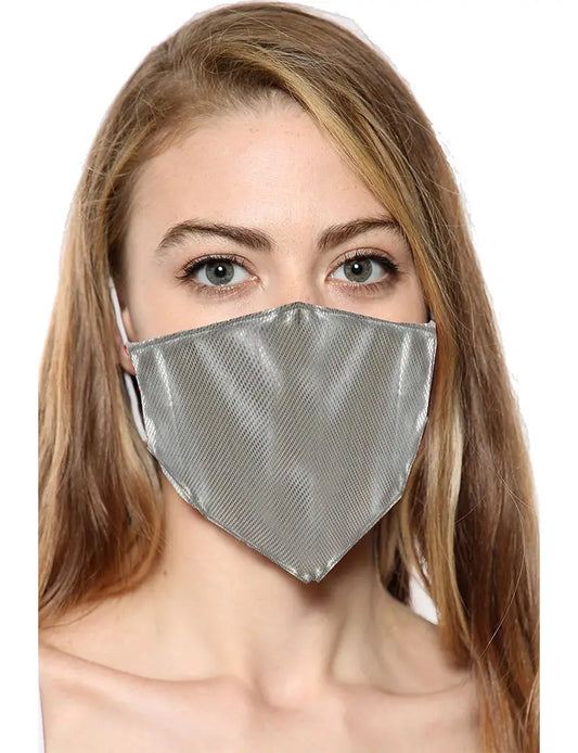 Ladies Silver Rexene Print Face Covering Mask
