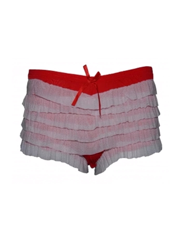 Ruffle Knickers white red