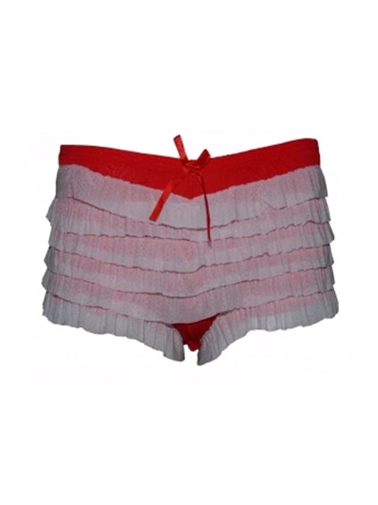 Ruffle Knickers white red