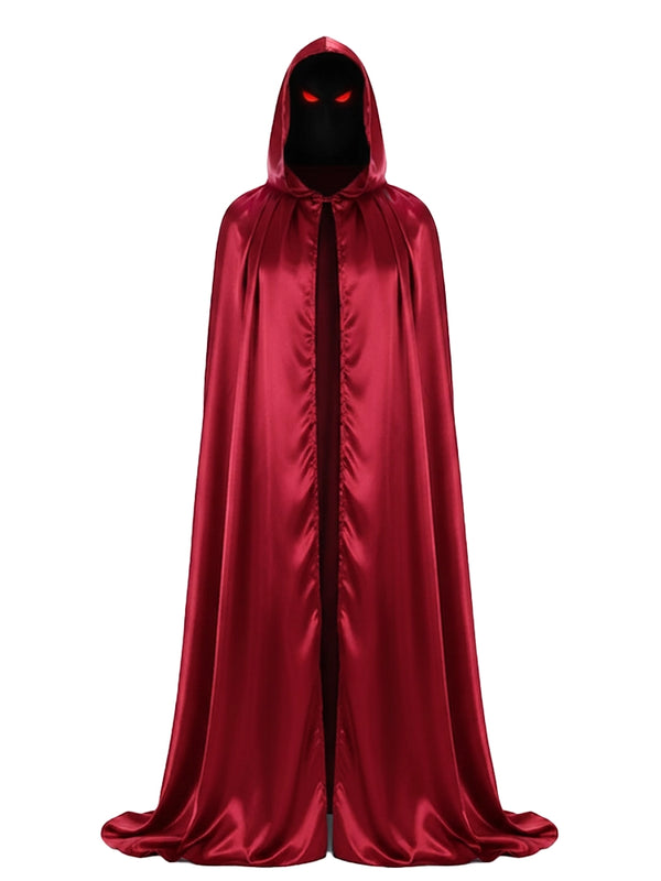 Satin Hooded Red Cape Dress