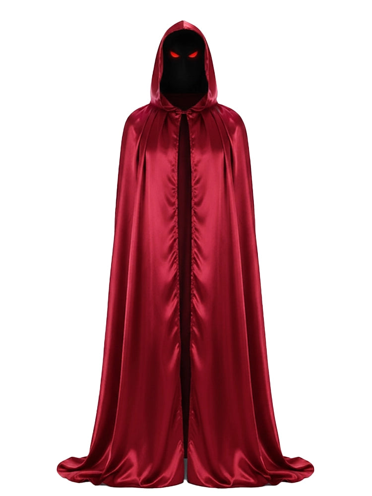 Satin Hooded Red Cape Dress