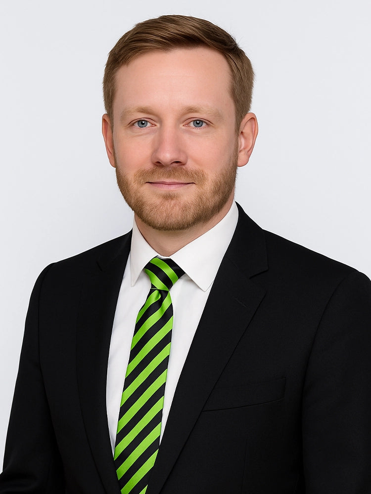 Satin Black Green Striped Neck Tie