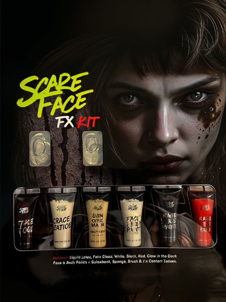 Scare Face Makeup Kit With Zombie Daily Contact Lenses
