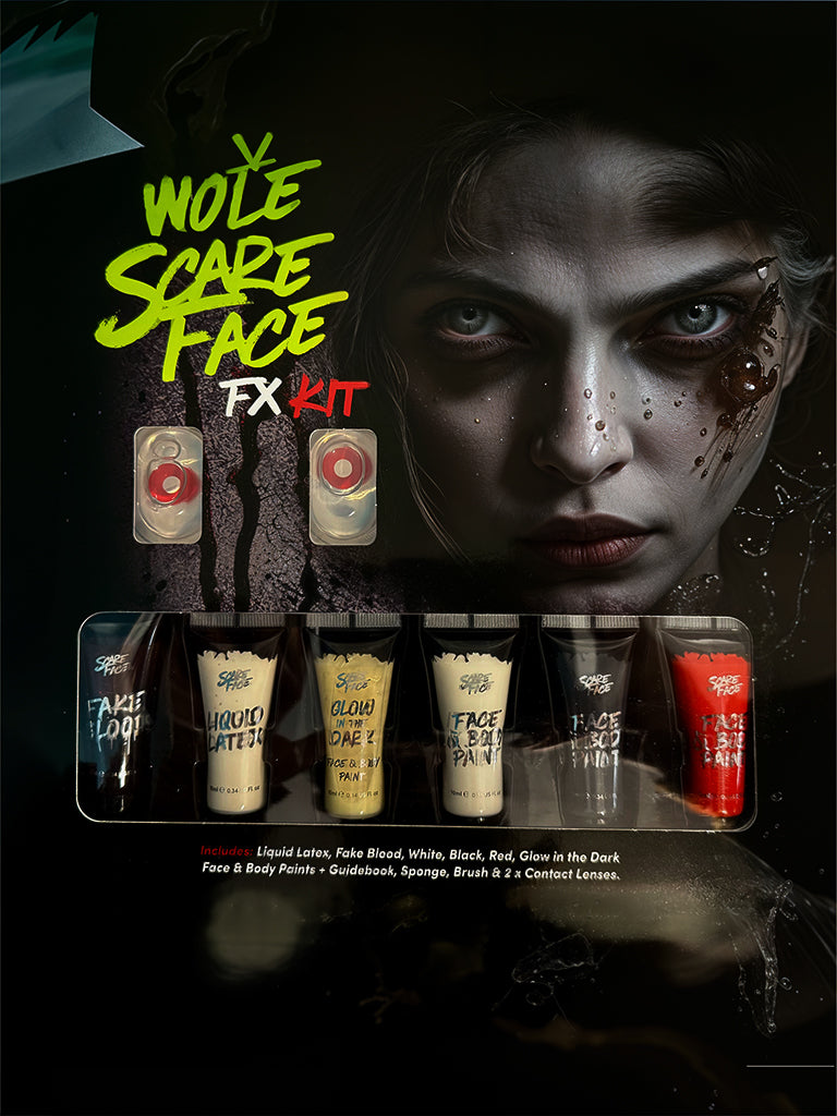 Scare Face Makeup Kit With Zombie Daily Contact Lenses
