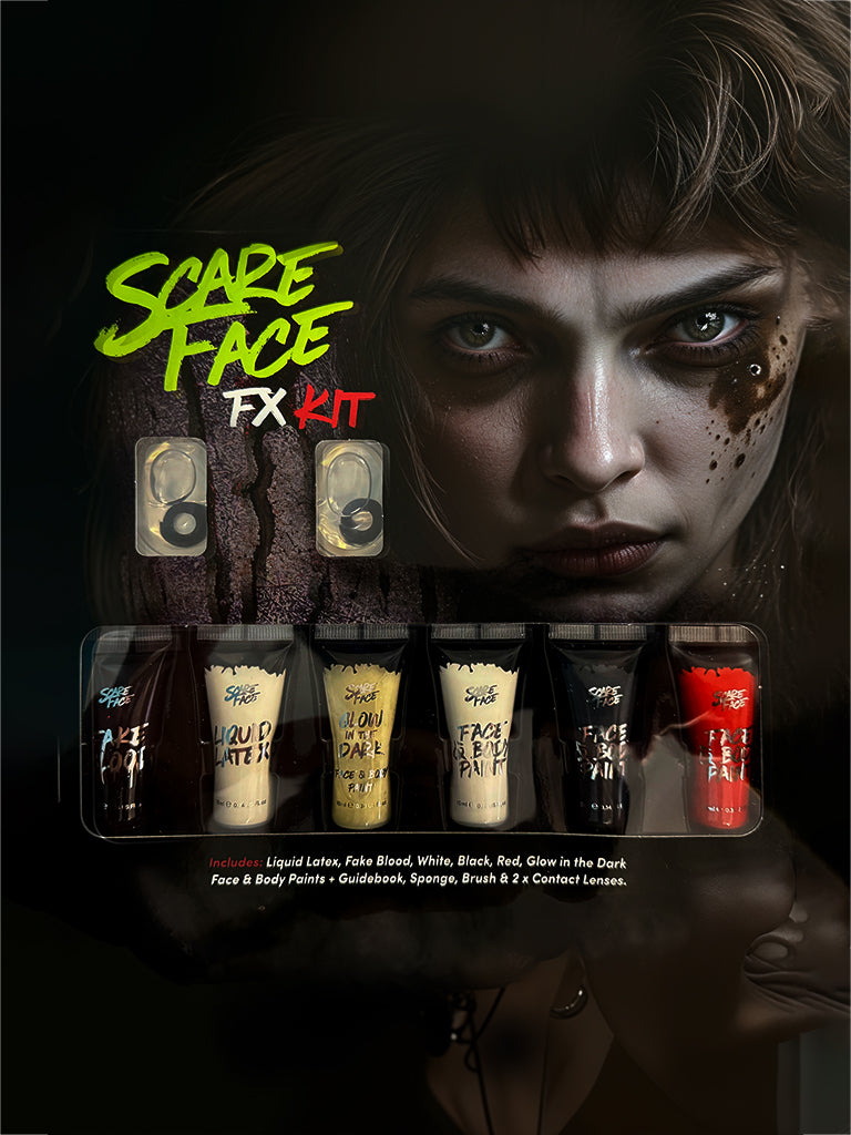 Scare Face Makeup Kit With Zombie Daily Contact Lenses
