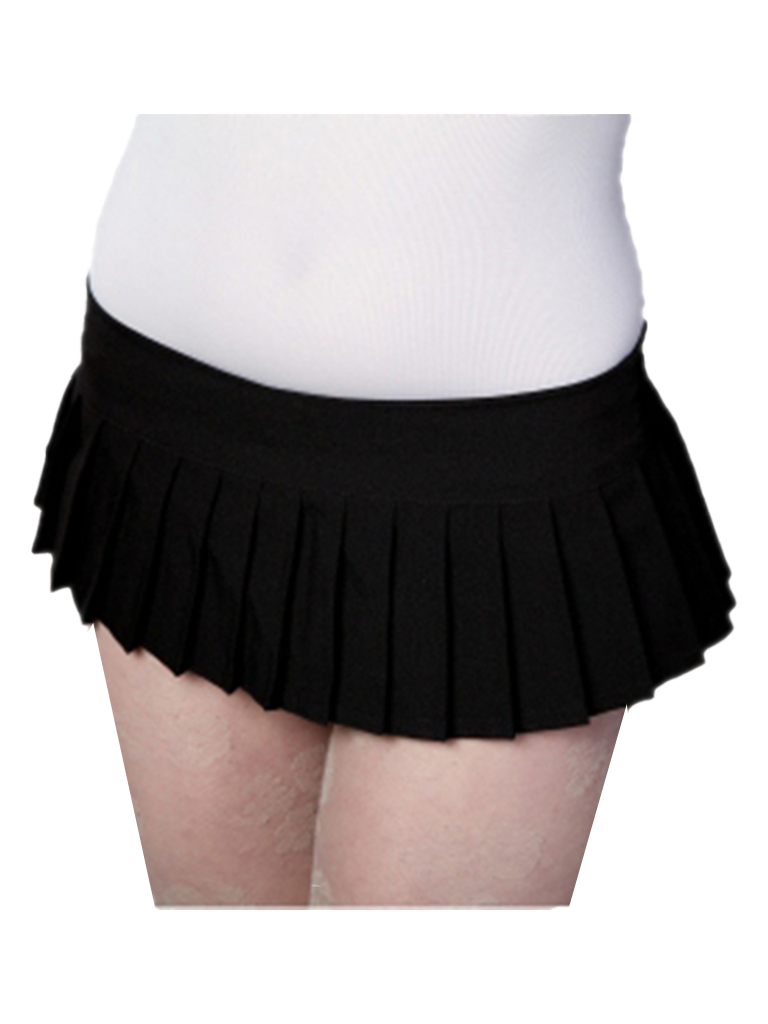 Sexy Adult Plain Mini Pleated School Girl Skirt-Black