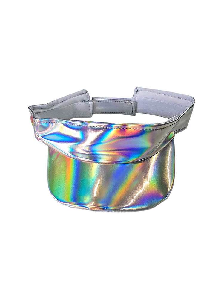 Shiny Silver Visor Hat - thefancydress.co.uk