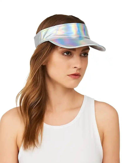 Shiny Silver Visor Hat - thefancydress.co.uk