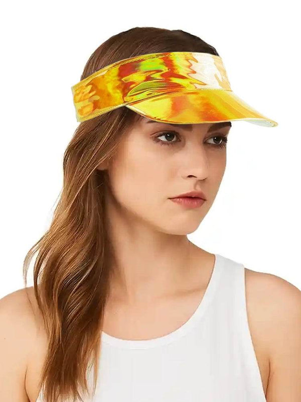 Shiny Metallic Visor Hat - thefancydress.co.uk