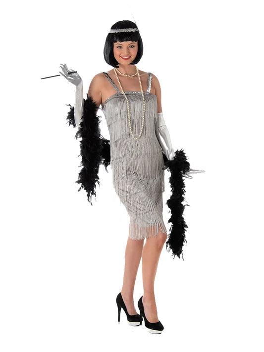 Ladies' 20's Silver Flapper Fancy Dress Costume