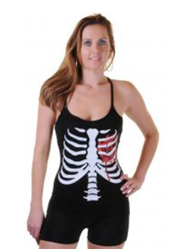 Skeleton Printed Halloween Vest Top - thefancydress.co.uk