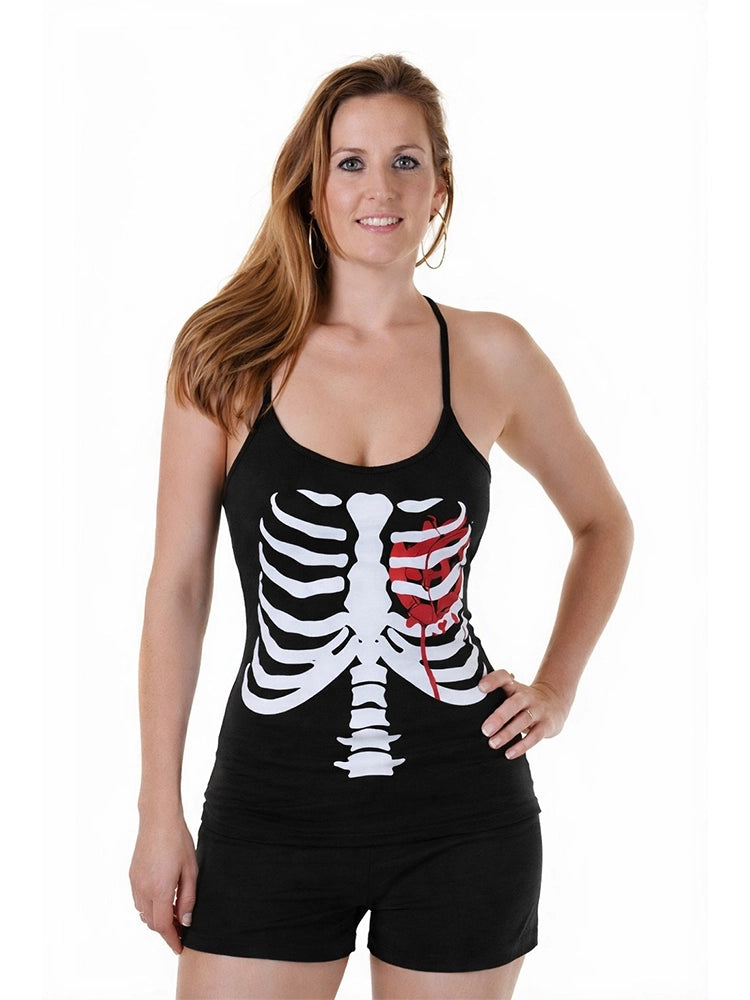 Skeleton Printed Halloween Vest Top