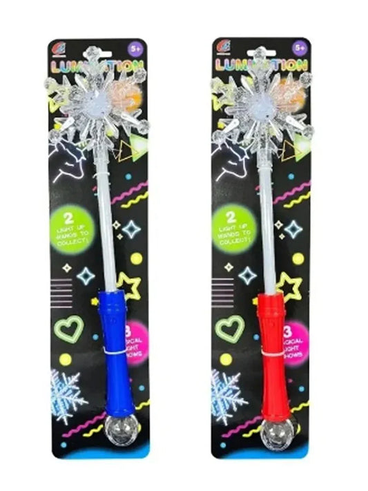 Star Snow Flake Shape Light Up Wand on Card pack of 2
