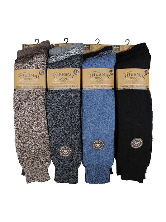 Men's Long Wool Blend Boot Socks (Pack of 12) thermal wool