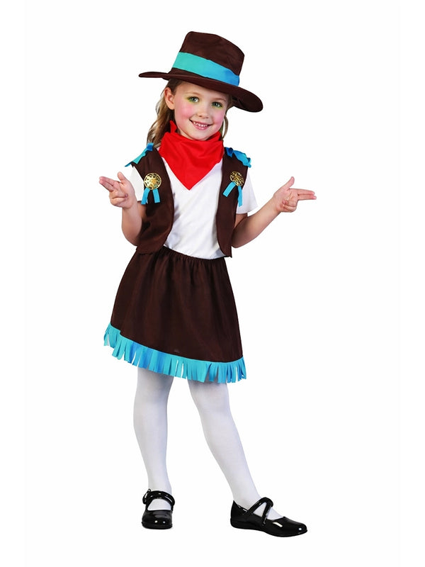Toddler Cowgirl 4 Piece Set, Skirt, Waistcoat, Bandanna, Hat