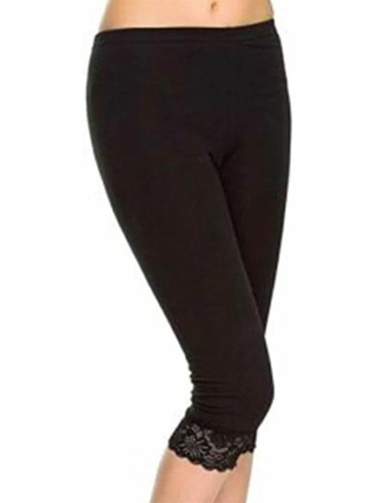 Trim Lace Leggings 3/4 Length - thefancydress.co.uk