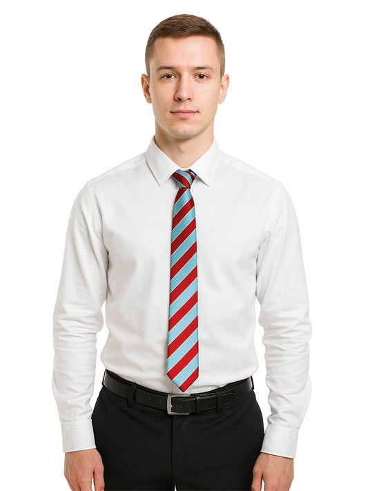 Turquoise Red  Striped Neck Tie 9cm Wide