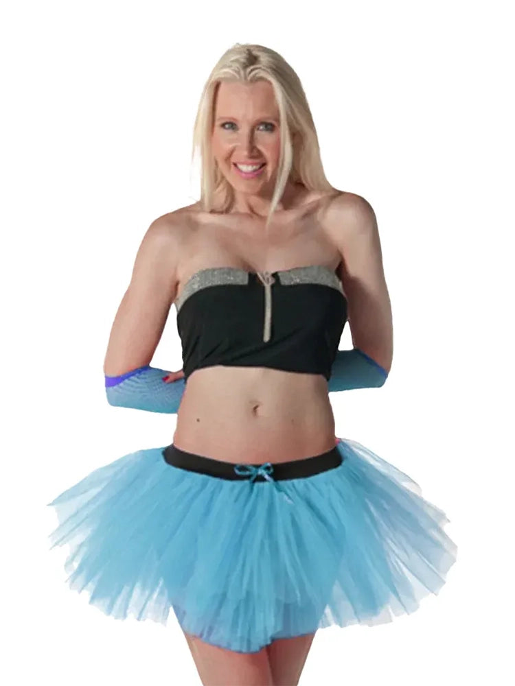 Ladies 1980s Fancy Dress Neon 3 Layers Tutu Skirt turquoise