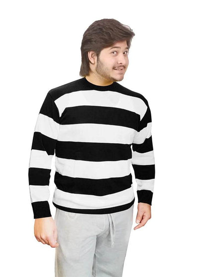 Unisex Black and White Stripe Convict Knitted Jumper