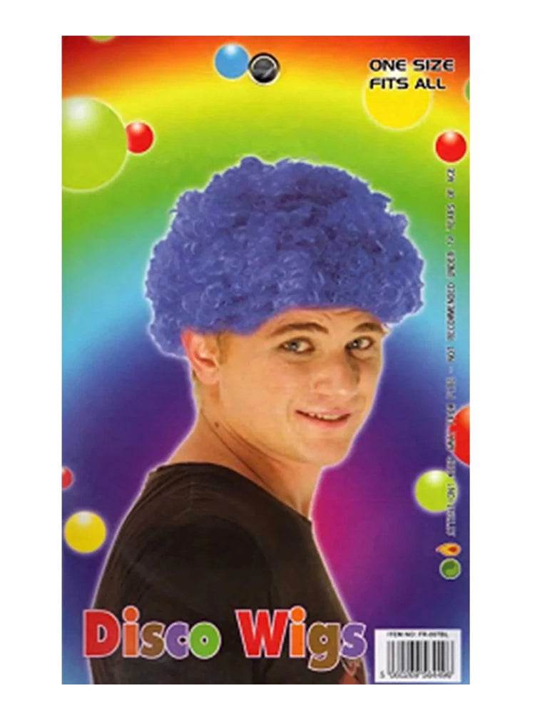 Unisex Blue Curly Afro Wig - thefancydress.co.uk