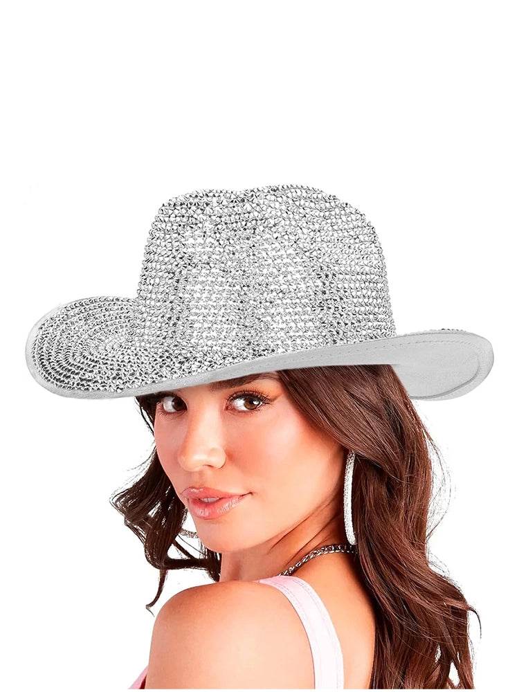 Unisex Festival Disco Diamond Cowboy Hat - thefancydress.co.uk