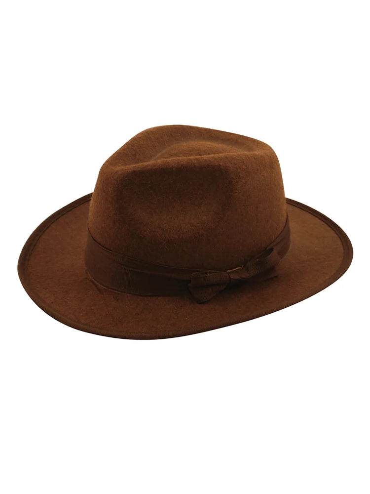 Unisex Foldable Brown Safari Indiana Jones-Style Fedora Jungle Explorer Hat - thefancydress.co.uk