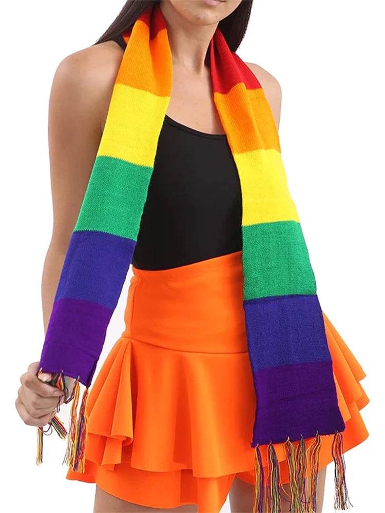 Unisex Gay Pride Festival LGBT Rainbow Scarf Muffler - thefancydress.co.uk