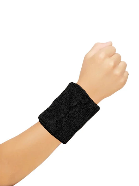 Unisex Gym Exercise Sports Towelling  Wristbands black