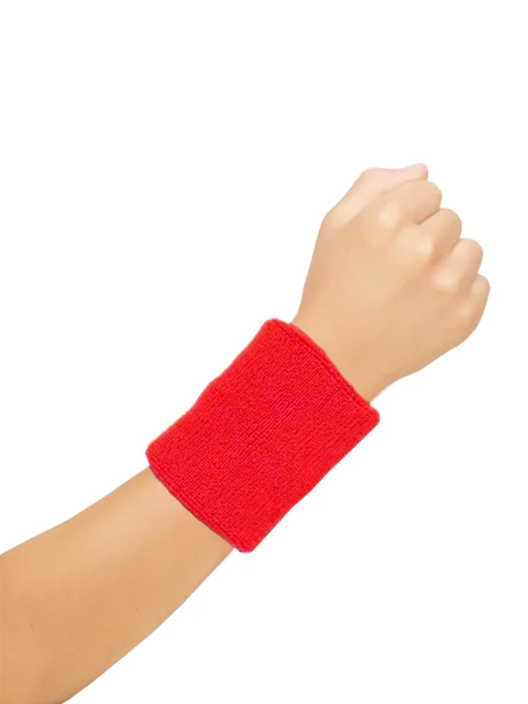 Unisex Gym Exercise Sports Towelling  Wristbands red