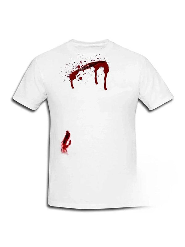 Unisex Halloween White Bleeding Scar Printed T-Shirt - thefancydress.co.uk