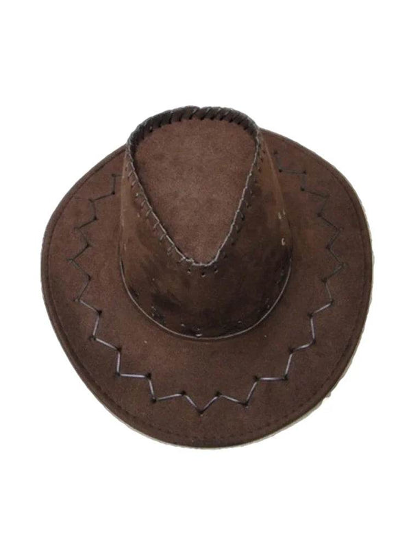 Unisex Leather Look Cowboy Hat - thefancydress.co.uk