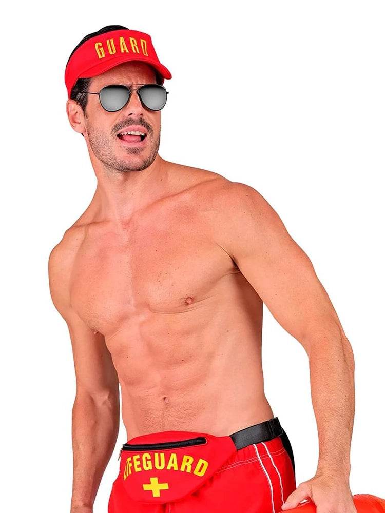 Unisex Lifeguard 2PC Visor & Waist Bag Set - thefancydress.co.uk