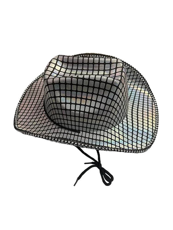 Unisex Mirror Disco Ball Cowboy Festival Hat - thefancydress.co.uk