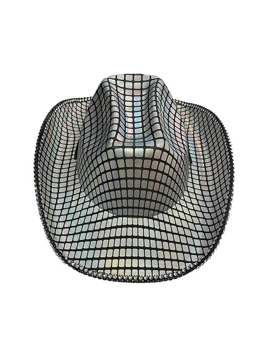 Unisex Mirror Disco Ball Cowboy Festival Hat - thefancydress.co.uk