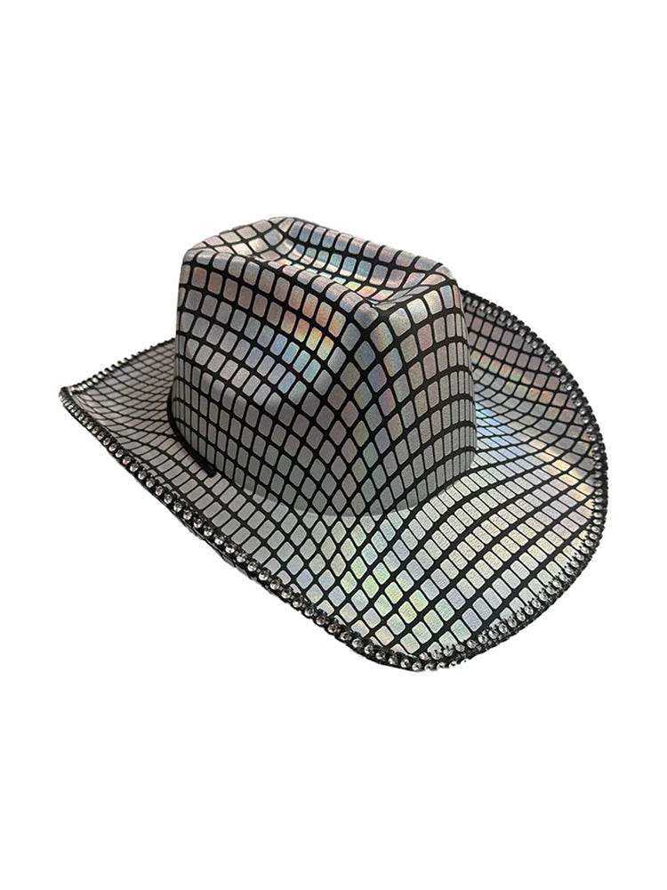 Unisex Mirror Disco Ball Cowboy Festival Hat - thefancydress.co.uk