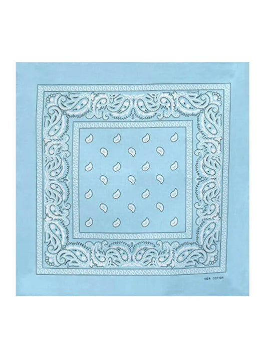 Unisex Paisley Printed Bandana light blue