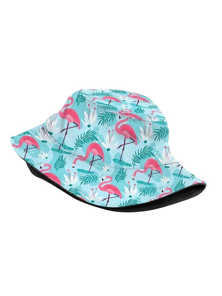 Unisex Pink Flamingo Printed Sun Protection Bucket Hat - thefancydress.co.uk