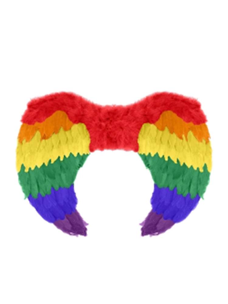 Unisex Rainbow Foldable Angel Feather Wings - thefancydress.co.uk
