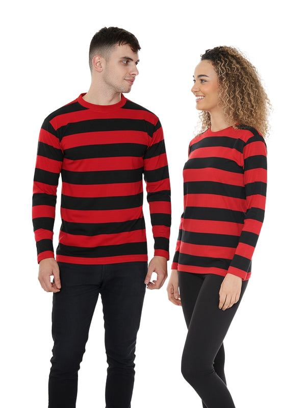 Unisex Red and Black Stripe TShirt Full Sleeve