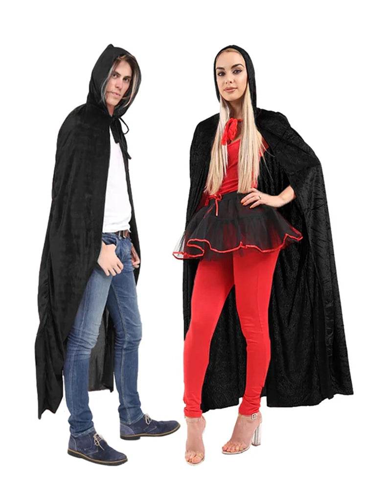 Unisex Velvet Hooded Cape 65 Inches - thefancydress.co.uk