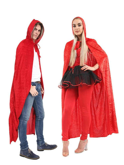 Unisex Velvet Hooded Cape 65 Inches - thefancydress.co.uk