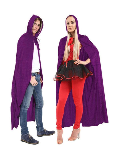 Unisex Velvet Hooded Cape 65 Inches - thefancydress.co.uk