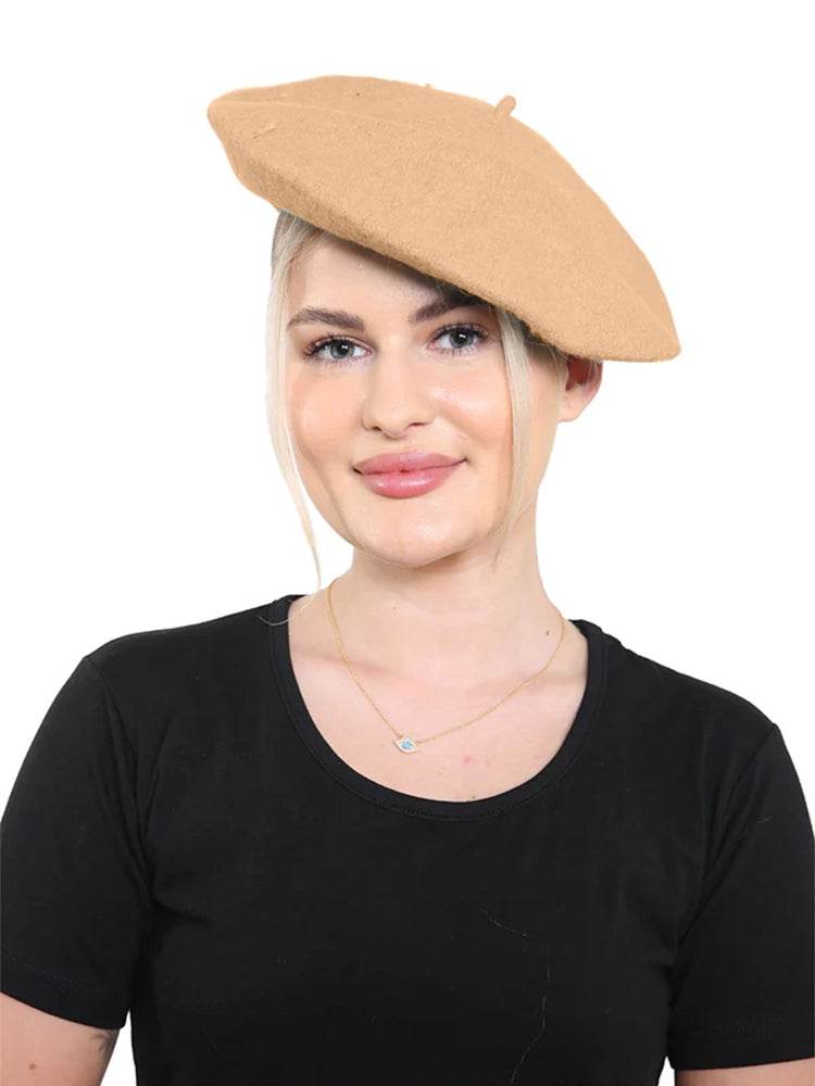 Unisex Wool Blend French Style Beret hat - thefancydress.co.uk