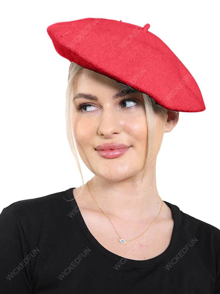 Unisex Wool Blend French Style Beret hat - thefancydress.co.uk