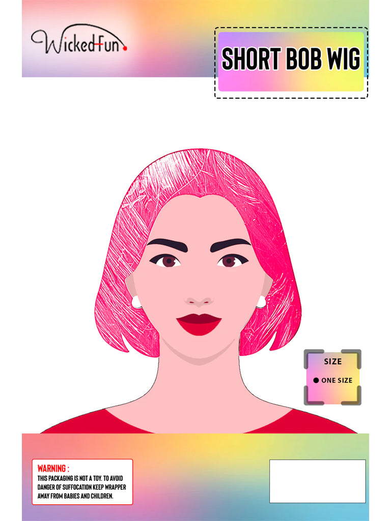 Unisex Pink Short Bob Cut Wig