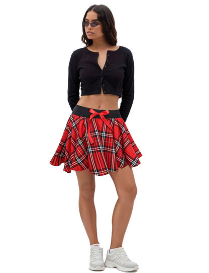 Crazy Chick Tartan Skirt With Bow